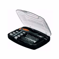 Kit de tournevis a cliquet avec 40 accessoires incluant 32 embouts de vissage 25 mm (PH1/PH2/PH3x3/PZ1/PZ2/PZ3x3/PL6x3/PL8x2/ ...