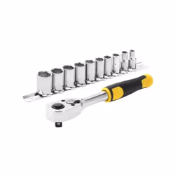 Le jeu de cliquet et douilles STANLEY comprend un cliquet 72 dents pour un angle de reprise de 5° et 10 douilles 12 pans de 5 ...