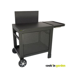 Desserte COOK'IN GARDEN REVA 110 PREMIUM - 100% métal - Surface de travail (L.108 x l.55 cm) - 1 tablette basse, 1 jupe, 1 cré