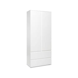 Armoire IMAGE7 - 2 portes + 2 tiroirs - Blanc Mat - L80 x H191 x P40 cm