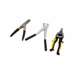 Ce kit du plaquiste FARTOOLS contient une cisaille, une grignoteuse et une sertisseuse. Les pinces sont en plastique gris et  ...