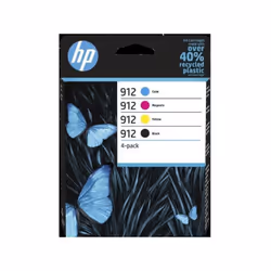 HP 912 Pack de 4 cartouches d'encre noire, cyan, jaune et magenta authentiques (6ZC74AE) pour OfficeJet 8010/Pro 8020 series