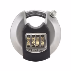 Le cadenas Master Lock est en acier inoxydable et possede une anse octogonale protégée en alliage de bore, diametre 10mm trai ...