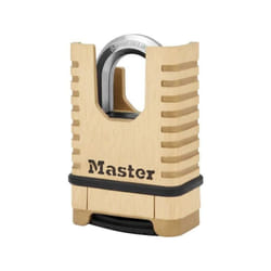 Master Lock - Cadenas en Laiton Massif Haute Sécurité M1177EURDCC - Anse Protégée - a Combinaison - Ultra Résistant et