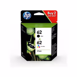 Le pack de 2 cartouches d'encre HP 62 contient une cartouche noire et trois couleurs authentiques (Cyan, Magenta, Jaune) pour ...