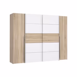 Cette armoire NARAGO de 270 cm de longueur est équipée de 2 portes coulissantes et de 2 portes battantes. Elle est aménagée a ...