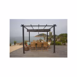 KIBA Pergola de jardin 3x3 m - Structure en métal - Toit déroulant en polyester 180 g/m² - Traité anti-corrosion - Dimensions ...