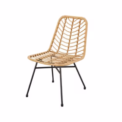 Chaise de jardin imitation rotin naturel, structure acier, chaise: 48*63.5*H86