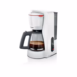 Cafetiere filtre MyMoment - blanche - Capacité 1,25L - 10/15 tasses - verseuse verre - systeme anti-gouttes - porte-filtre pi ...