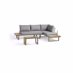 Salon de jardin modulable - Kaki - Bois d'acacia et aluminium - DCB GARDEN - 4 places - TOKYO