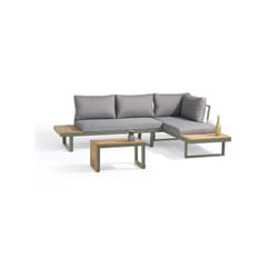 Salon de jardin modulable - Kaki - Bois d'acacia et aluminium - DCB GARDEN - 4 places - TOKYO