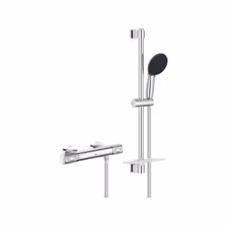 Ensemble de douche composé d'un mitigeur thermostatique douche Precision Feel et d'un ensemble de douche avec un pommeau Vita ...