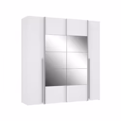 Armoire 200 cm2 portes coulissantes avec miroir aménagée: 2 tringles a habits - 2 tablettes 2 portes battantes aménagée: 2x 4 ...