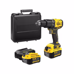 La perceuse visseuse a percussion STANLEY FATMAX V20 est équipée d'un moteur Brushless de 60 Nm, de deux batteries Lithium 18 ...