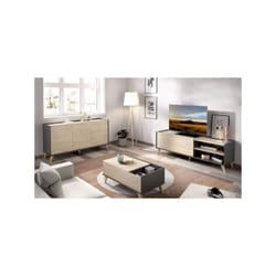 Ensemble meuble tv table basse buffet ness - Mélaminé - Style scandinave - Chene naturel et graphite