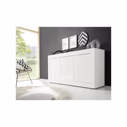 Buffet BASICO 3 Portes Blanc Laqué brillant: L160xP42xH85,8 cm cm - style contemporain /Design - La collection BASICO joue la ...
