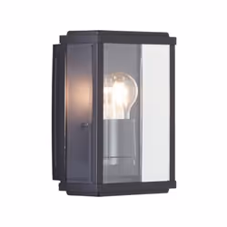 L'applique murale extérieure GAIA de BRILLIANT est un luminaire noir en métal et verre, fonctionnant avec une ampoule E27 de ...