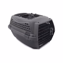 Caisse de transport pour chat M.PETS ECO GIRO - Cage en plastique - Taille S - Gris