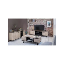 Demeyere - Ensemble meuble tv table basse buffet wayne - Mélaminé - Style scandinave - Chene brossé et noir