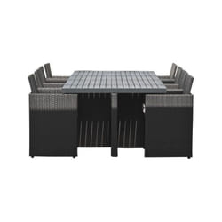 Ensemble repas de jardin encastrable - Noir - Résine tressée et plateau aluminium - 8 places - PVC-8-ALU-N Dcb Garden