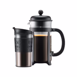 Cafetiere a piston - BODUM - JAVA SET - 8 tasses 1.0 l + mug isotherme plastique 0.35 l