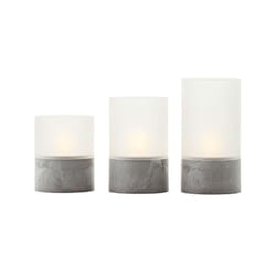 Lot 3 Lampes a poser LED BOUGIE BRILLIANT - 2500K - Plastique et verre - Gris et blanc mat