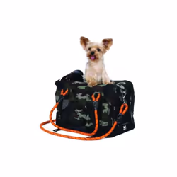Sac de transport - M PETS - REMIX 2 en 1 Camouflage & Orange - 41 x 28 x 28 cm - Pliable - Léger - Ceinture baudrier