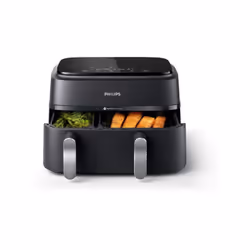 L'Airfryer a double panier Philips série 3000 gere les temps de cuisson de votre repas de maniere a ce que les deux composant ...