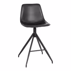 2 chaises de comptoir en cuir synthétique noir avec pieds noirs