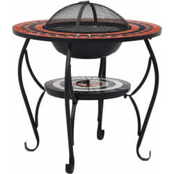 Helloshop26 - Table de foyer mosaïque 68 cm céramique terre cuite et blanc
