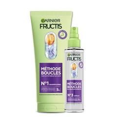 Garnier Fructis Méthode Boucles Duo Shampooing et Spray Hydratant à lAcide Hyaluronique et beurre de Karité