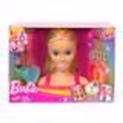 Grande Tete a coiffer Barbie Blonde avec meches arc en ciel - 22 accessoires Color Reveal - Set Jouet coiffure fille et carte