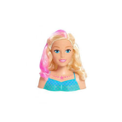 Tete a coiffer Sirene Princesse 18 cm et accessoires coiffure - Chevelure blonde meches colorees - Petit modele