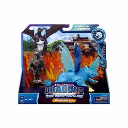 Coffret Dragons Les neuf Royaumes Dragon Gris Bissocorn Avec Battement Des Ailes + Dresseur DAngelo - Viking -