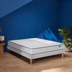 Ensemble Merinos matelas ressorts ensachés Well Bed sommier Twist et pieds 140x190