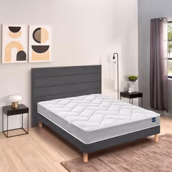 Ensemble matelas Bultex nano Regular sommier Vigoroso gris fumé et pieds 80x200