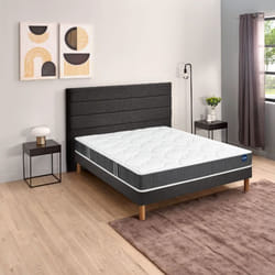 Ensemble matelas Bultex nano et mousse bodysoft Essential sommier Vigoroso gris fumé et pieds 80x200