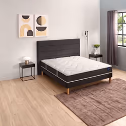 Ensemble matelas Bultex nano et mousse de confort So Good sommier Vigoroso gris fumé et pieds 80x200