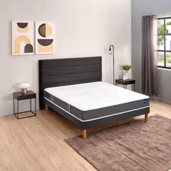 Ensemble matelas Bultex nano et mémoire de forme Comforting sommier Vigoroso gris fumé et pieds 80x200