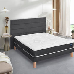 Ensemble matelas Bultex nano 5 zones Smart Repair sommier Mediano gris fumé et pieds 140x190