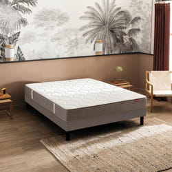 Ensemble Epeda matelas ressorts ensachés Itinéraire sommier Nature confort ferme et pieds 140x190
