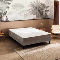 Ensemble Epeda matelas ressorts ensachés Itinéraire sommier Nature confort ferme et pieds 160x200