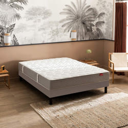Ensemble Epeda matelas ressorts ensachés L’Ailleurs sommier Nature confort ferme et pieds 80x200