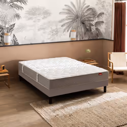 Ensemble Epeda matelas ressorts ensachés L’Ailleurs sommier Nature confort ferme et pieds 120x190