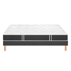 Ensemble Bultex ESSENTIAL + Sommier UNIC + pieds 160x200 Tissu gris foncé Mousse