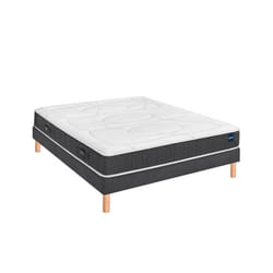 Ensemble Bultex Smart Repair + Sommier Confort Ferme Vigoroso Deco + Pieds 160x200 Jersey Gris Foncé Mousse