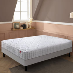 Ensemble EPEDA matelas ferme ressorts + sommier tapissier + pieds - Distinct 3 - 90x190 - Blanc - Garantie 7 ans - Epeda