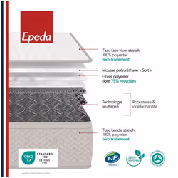 Ensemble Epeda Dépaysant + Sommier Escale + Pieds 90x200 Ressorts - Vue supplémentaire 2