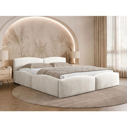 Carla - lit coffre - 160x200 cm - en velours texturé - sommier inclus - Beige