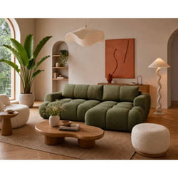 Yulin - Canapé dangle droit 4 places convertible avec coffre en tissu bouclette - Vert